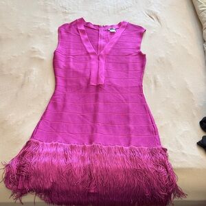 VENUS Fuchsia Fringe Knit Sleeveless Dress